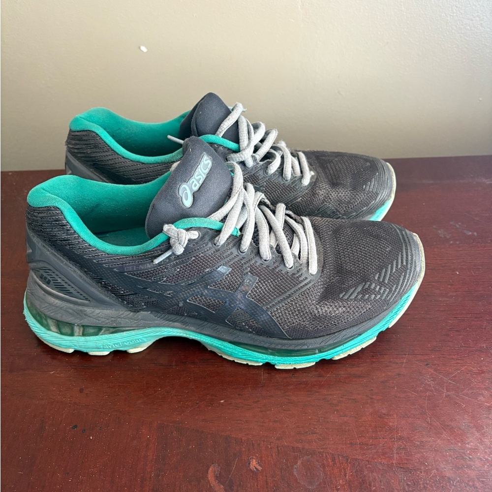 ASICS Gel Nimbus 19 Lite Show Running Shoes Women’s Size 7.5 F450417 Gray/Teal